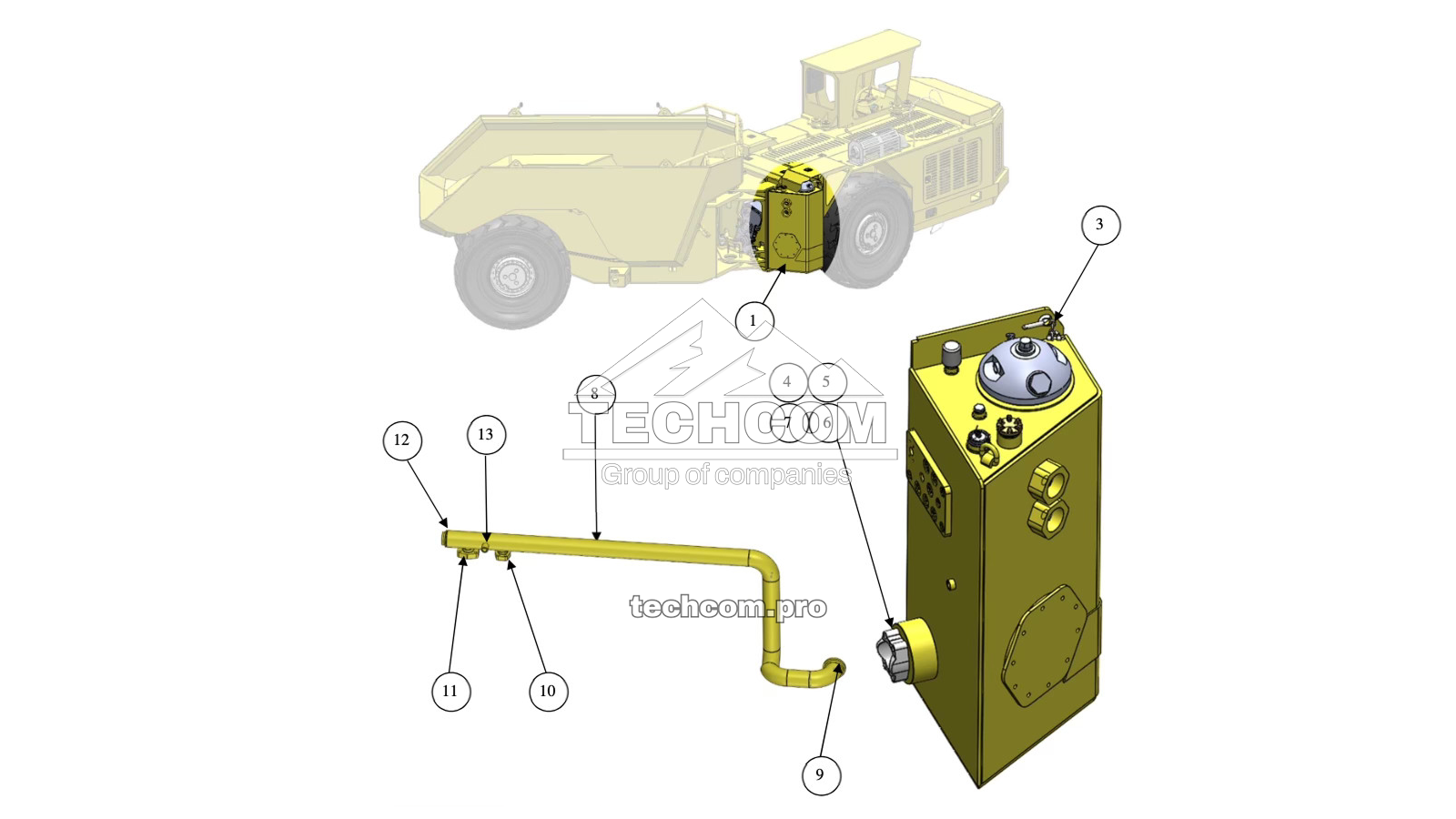 Mounting of Hydraulic Tank Aramine T1601C