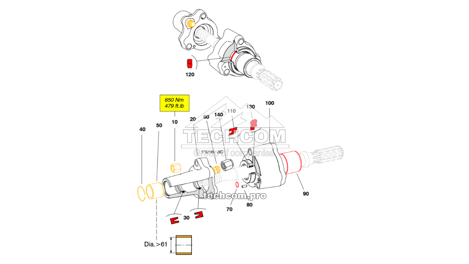Front assembly parts for Montabert HC160