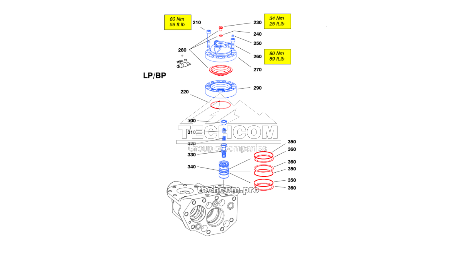 Distribution system spare parts for Montabert HC160
