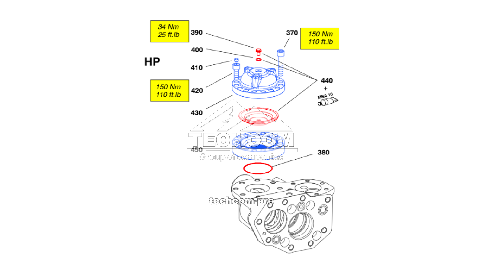 Distribution system spare parts for Montabert HC160