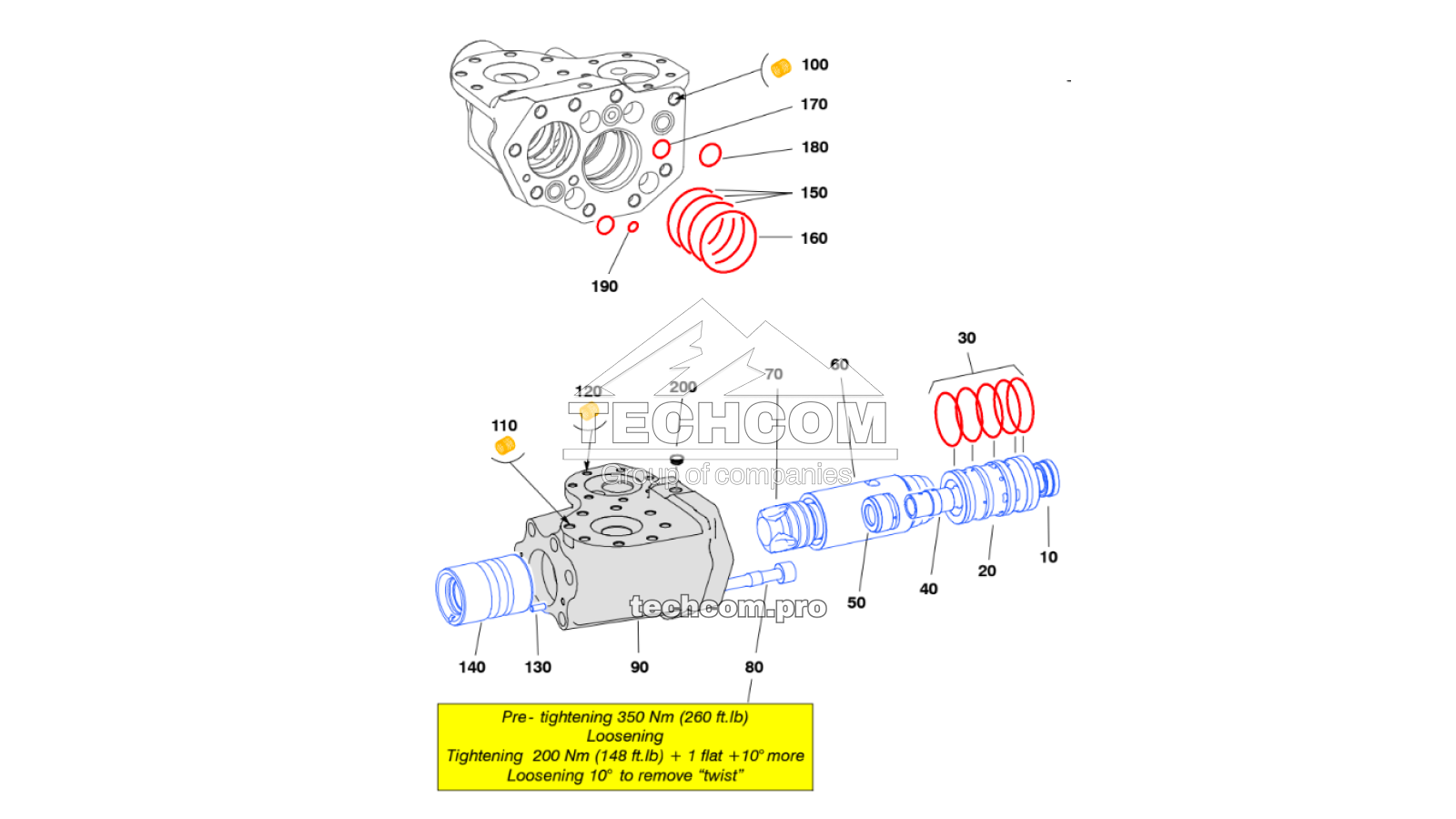Distribution system spare parts for Montabert HC160